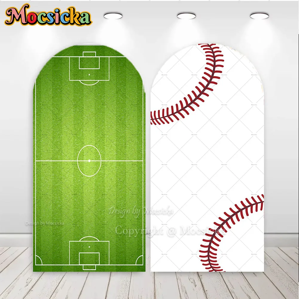 

Mocsicka бейсбол день рождения арка фон для фотосъемки зеленое поле белый шар фон новорожденный ребенок шоу фотобудка