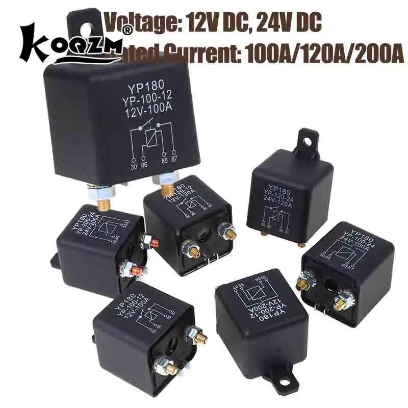 High Current 4 Pin Car Relay 12V 24V 200A 120A 100A Car Truck Motor Automotive Relay Continuous Type Automotive Car Relays