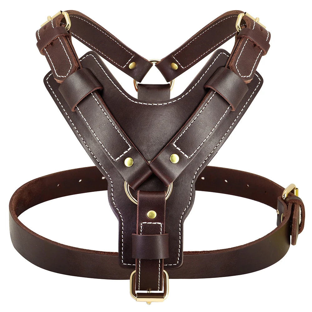 

Genuine leather Dog Harness Super Strong Big Large Dogs Harness Vest Real Leather Harness for Medium Large Dogs Pitbull Bulldog