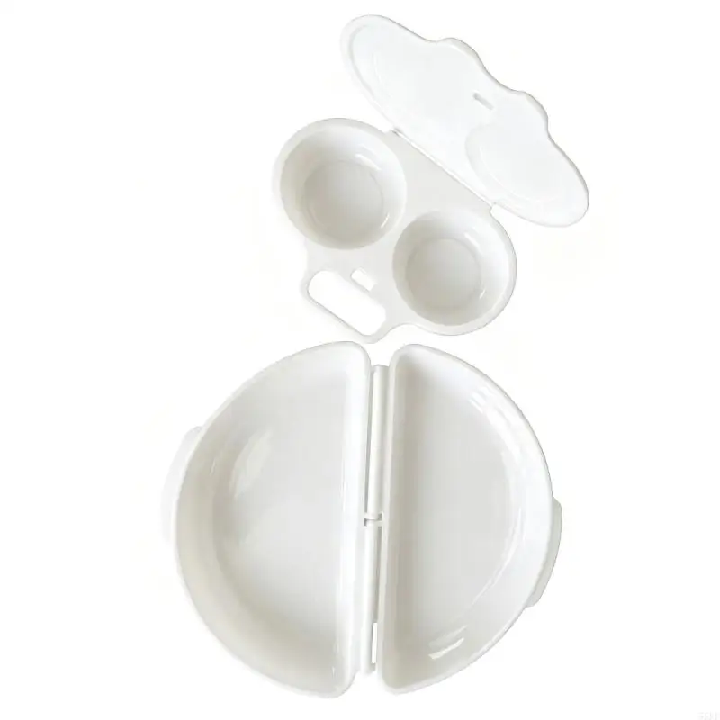 Polypropylene Microwave Eggs Cooker, 2-Piece Set with a Two-Well Tray and Hinged-Lid Eggs Maker for Eggs Dish Preparation 55KF