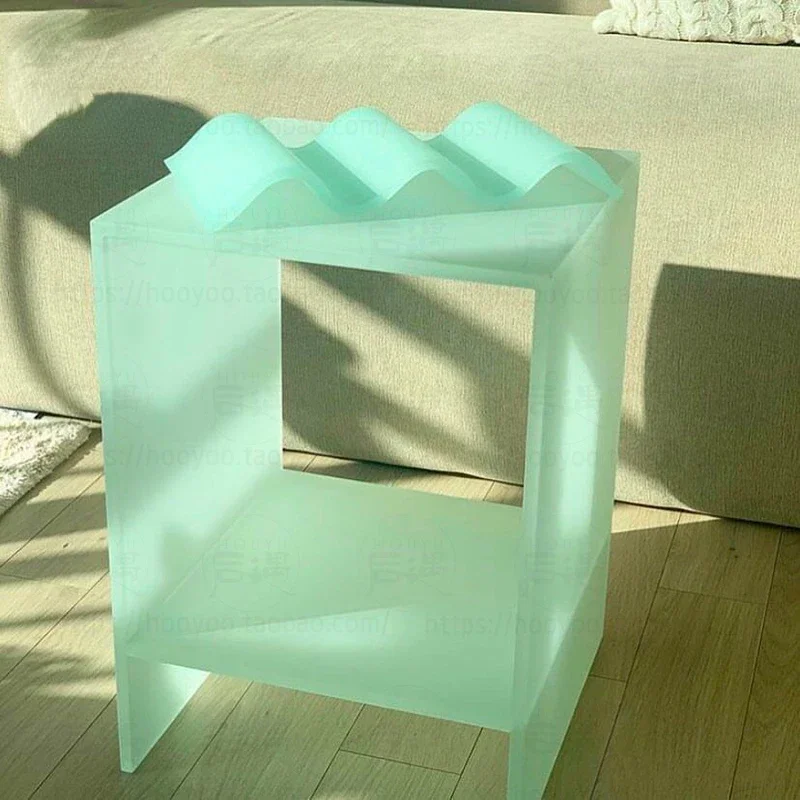 Transparent Side Table Studio Personalized Custom Small Apartment Balcony Tea Table Shaped Frosted Corner Table