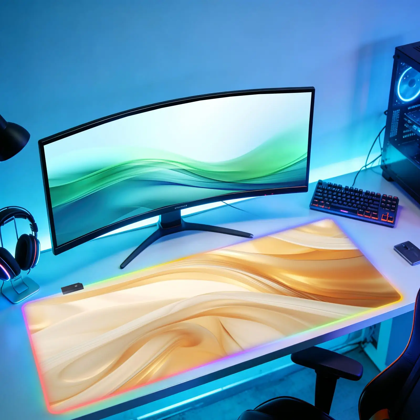 

Minimalist Textured RGB Mouse Pad, Gaming Laptop Mouse Pad, Gamer Carpet Keyboard Pad, Rubber Non-Slip Mouse Pad