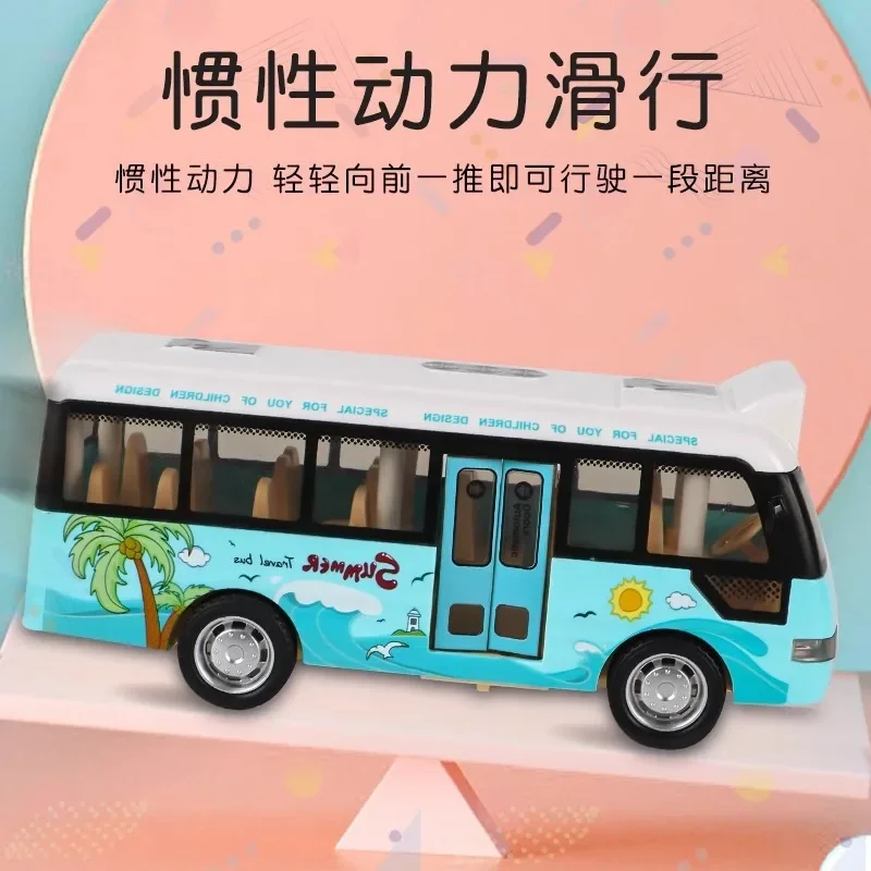 School Bus Toys Cars Die Cast Plastic Little Cars City Bus With Sound And Light Up Friction Powered Cars Play Toys Gift For Kids