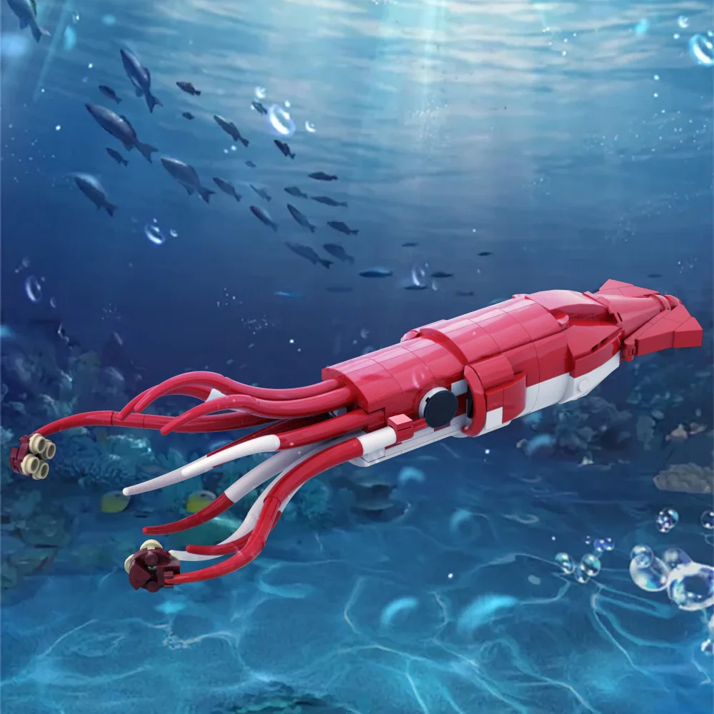 MOC Popularne Gry Subnautica Gigantyczna Kałamarnica Klocki Głęboko Morska Architeuthis dux Model do Składania Zabawki Prezent Urodzinowy dla Dzieci