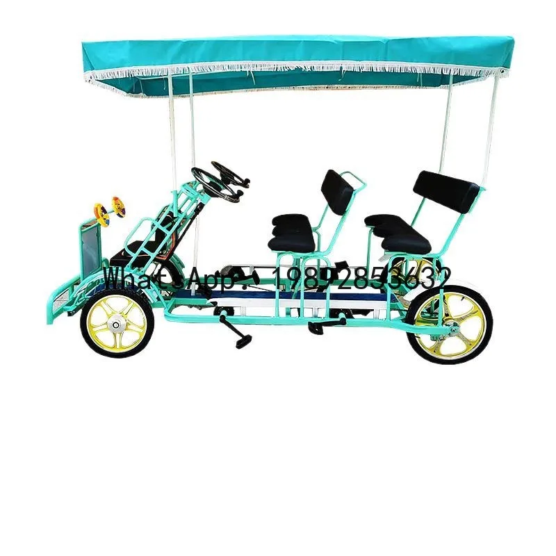 

V5.11 four-person double-row pedal bicycle scenic spot sightseeing car park four-seater four-wheel