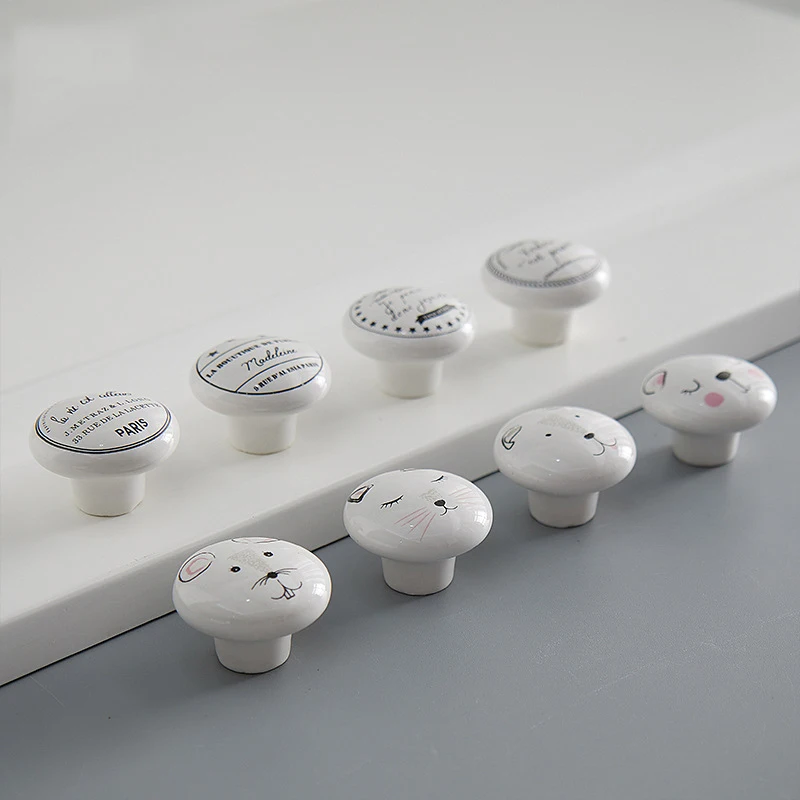 1x Ceramic Drawer Knob Round Nordic Decorative Cute Children Room Handles Pulls for Closet Drawers Dresser Wardrobe Dia 38mm