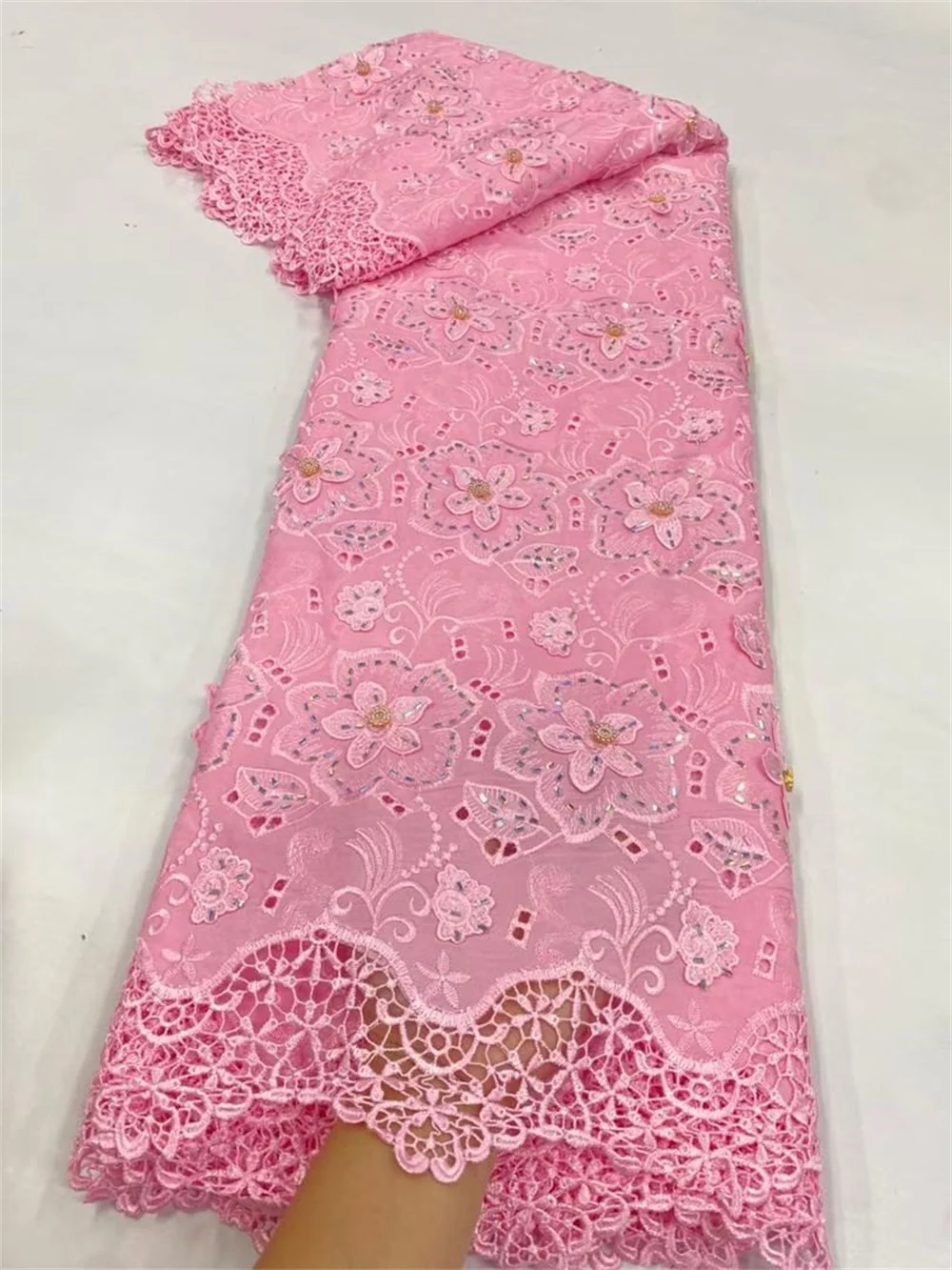 

High-Quality 2025 Nigerian for Wedding Dress Embroidery Tulle Lace Fabric Sequins Party Guipure Chiffon Sewing 5Yard JL518