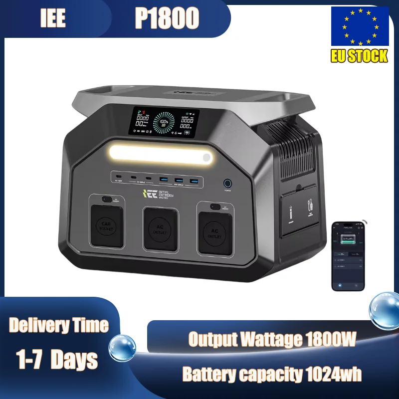 IEE P1800 Tragbare Powerstation 1024Wh LiFePO4 Akku 1800W (3600W …
