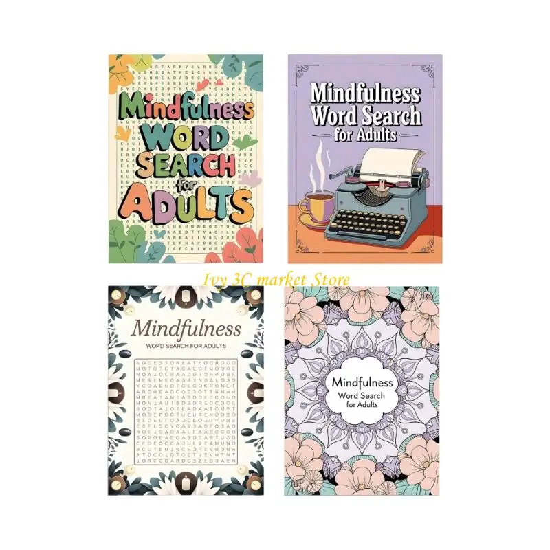 

D7YC Mindfulness Focusing Word Search Game Book Paper Word Search Notebook for Breaks to Promotes Calmness and Concentration