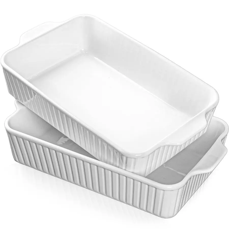 

Dishes for Oven 9x13,2 Pack Ceramic Baking Dish Large amp Deep,4.2 QT Casserole Dish Set with Handles Durable Bakeware for Lasag