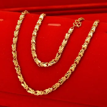 High quality AU999 gold jewelry ladies necklace 24K real gold sweater chain new fashion elegant necklace clavicle chain