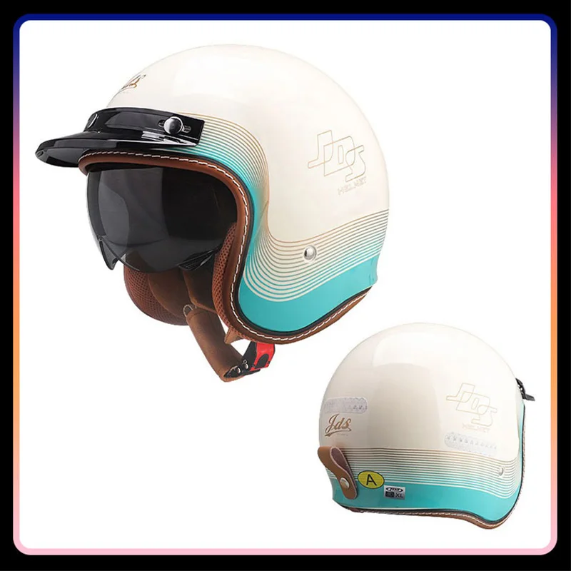 

Adult Open Face Helmet DOT Approved Retro 3/4 Motorcycle Helmets Jet Helmet Men Women Female Low Profile Half Helm ABS Shell