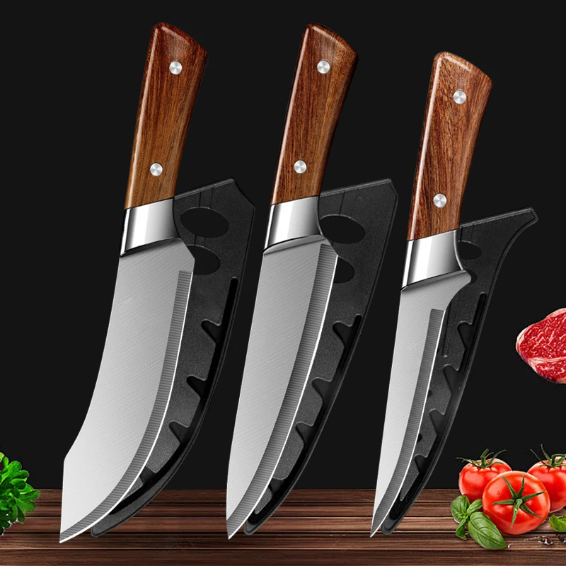 Forged Stainless Steel Kitchen Chef Boning Knives Handmade Fishing Knife Meat Cleaver Butcher Knife Meat Cleaver Cooking Tool