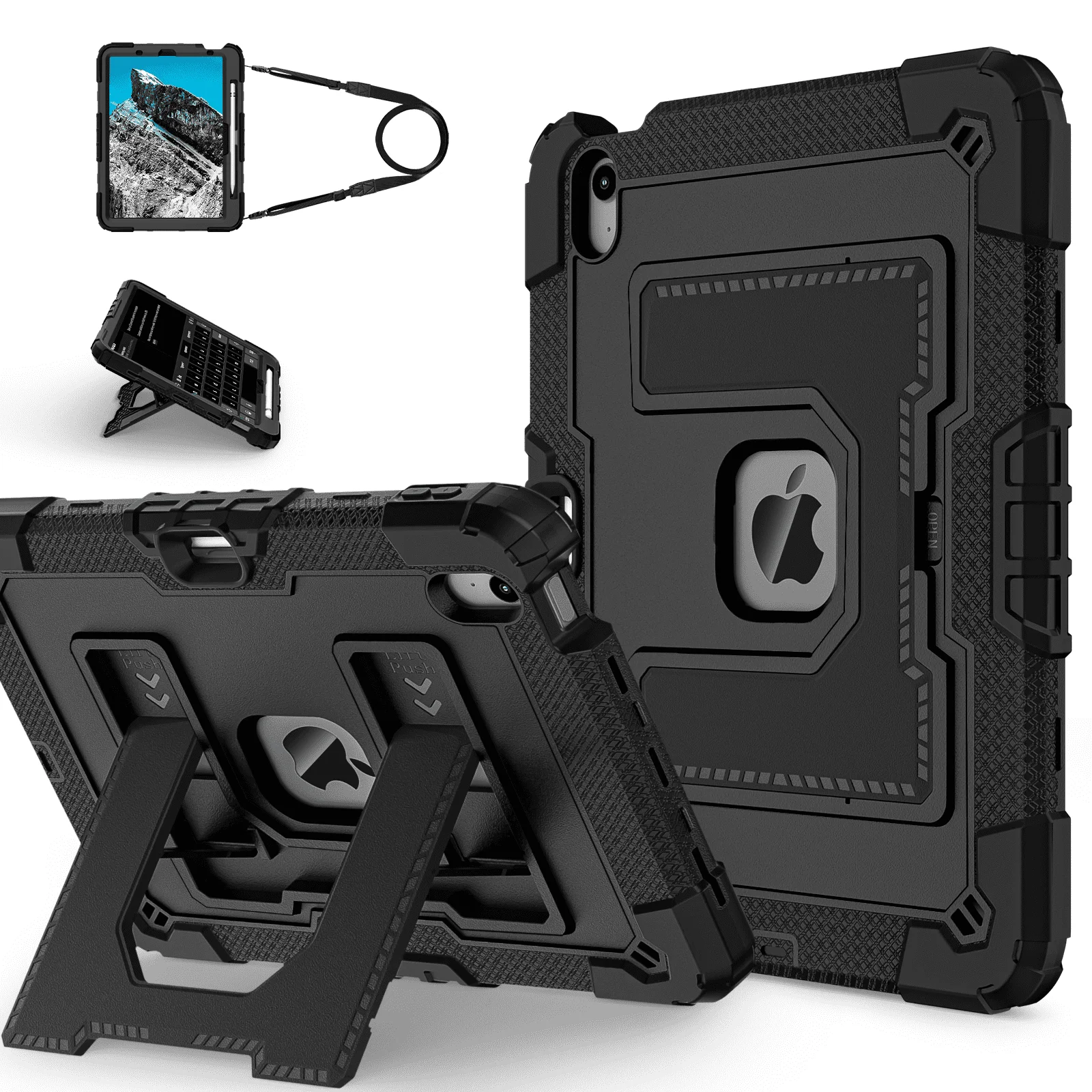Kids Friendly Case for iPad A16 11th 11 Inch 2025 iPad 10th Gen 10.9 2022 Rugged Shockproof Cover with Shoulder Strap Kickstand
