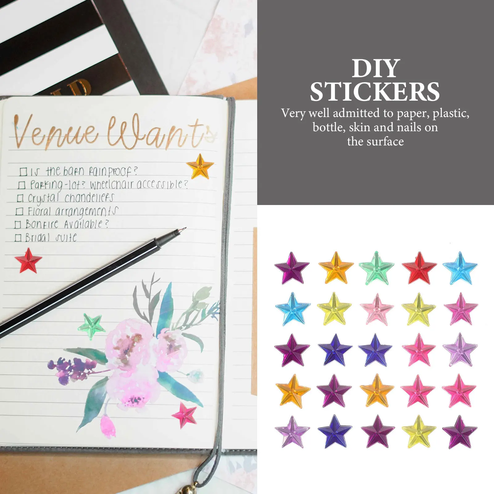 10 أوراق نجمة الراين ملصقات قسط الاكريليك DIY بها بنفسك الأحجار الكريمة الزخرفية للحرف اليدوية بلينغ جواهر ملصقات الحرفية ذاتية اللصق