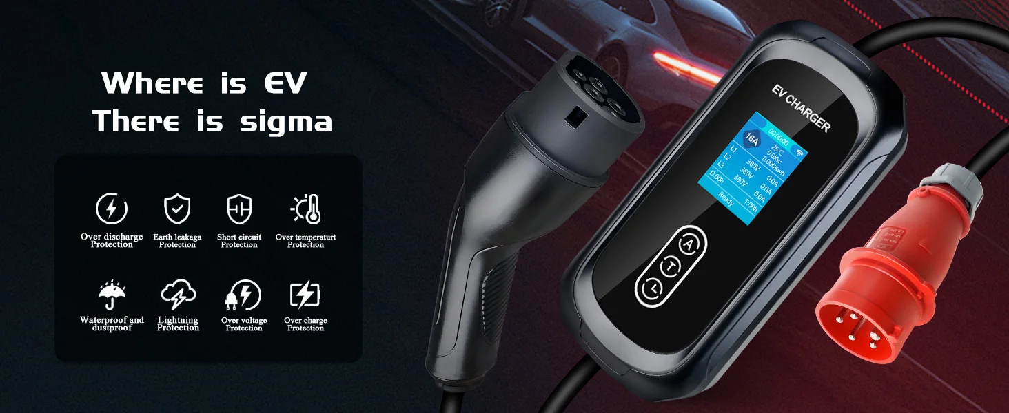 ISIGMA 16A 11KW Typ2 Tragbares EV-Ladegerät 7M Mit Tuya WLAN-App Timer 1-15 Stunden Ladezeit für den Heimgebrauch Passend für Elektro- und Hybridautos – Detail 1
