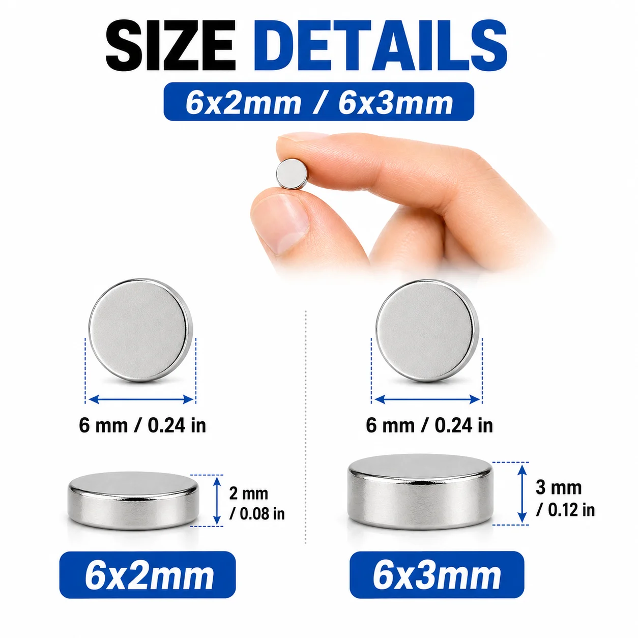 30/50 Stück 6x2mm 6x3mm Runde Magnete, Hochleistungsmagnete, Kleine Magnete für Whiteboard, Küche, Büro und Schließfächer
