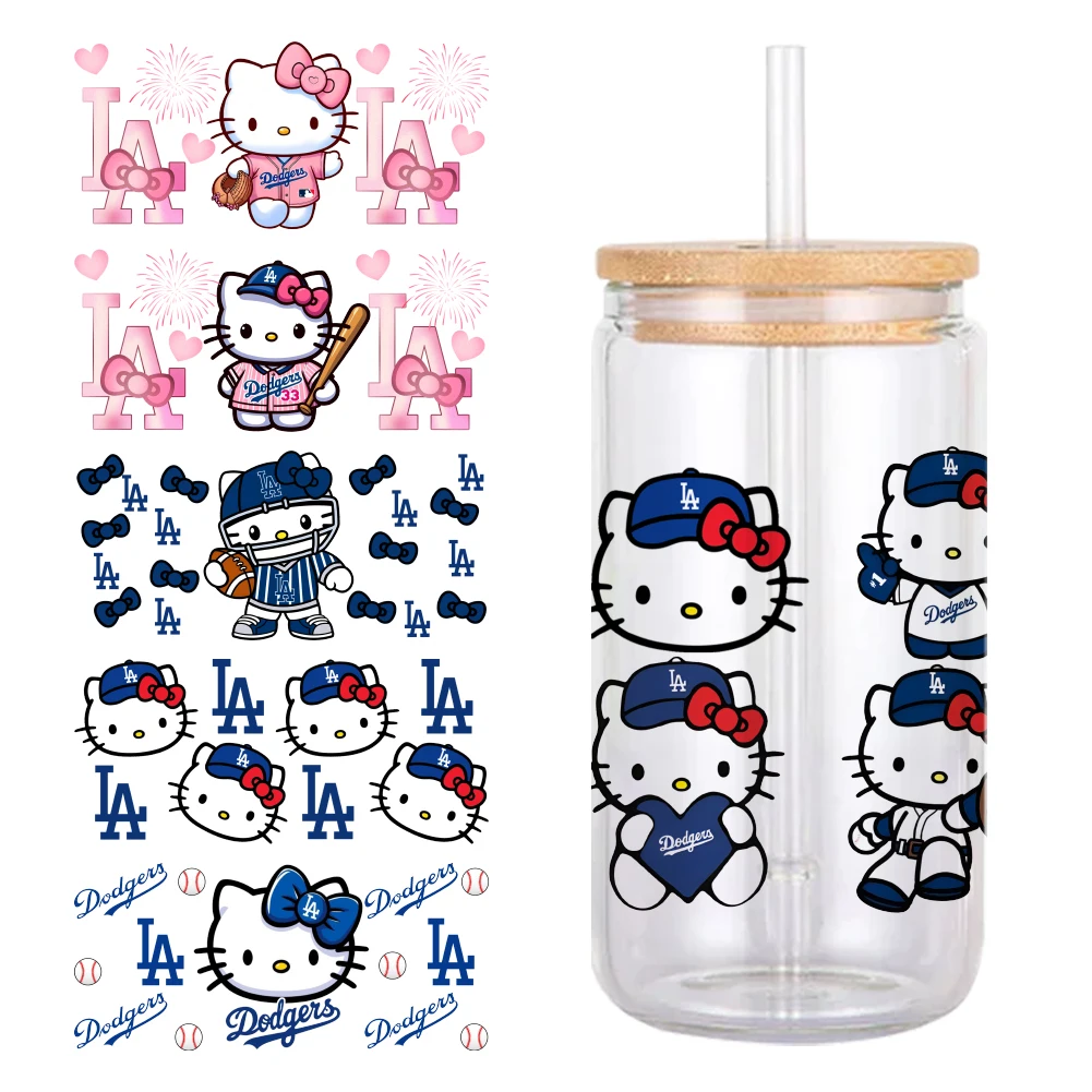 W Sanrio Sport Team 11*24cm UV DTF Wrap Sticker DIY For 16oz Glass Cup Waterproof Decals Coffee Sticker