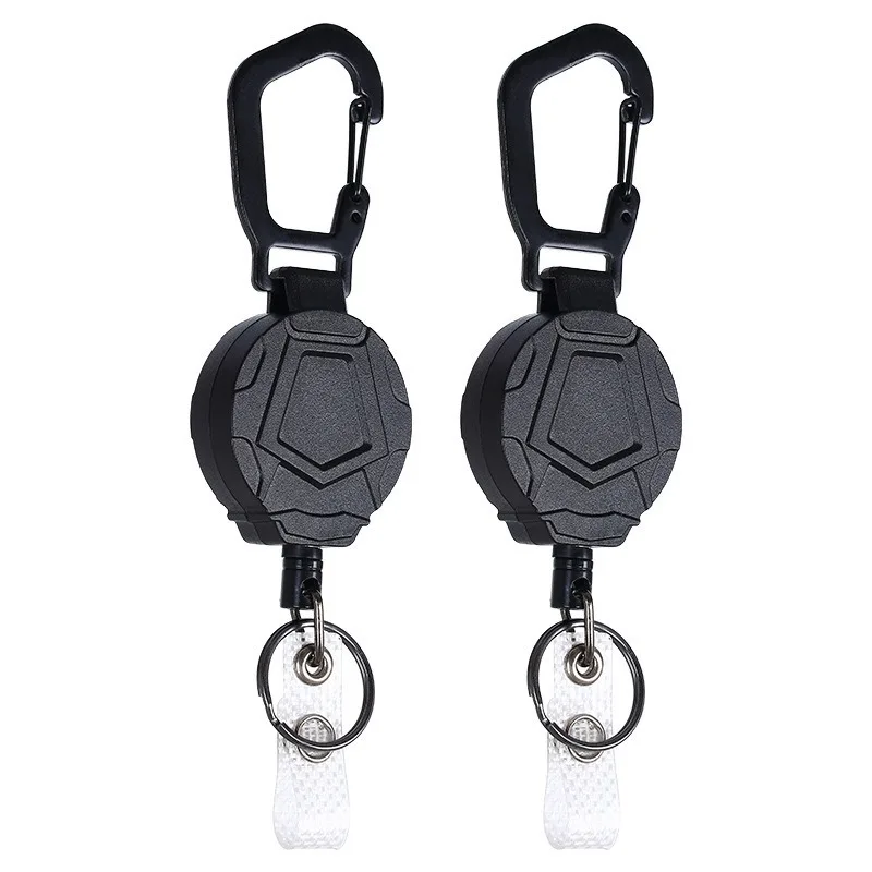 Hot selling Bold 1.0 Steel Wire Rope Outdoor Mountaineering Easy Pull Buckle High Elasticity Car Telescopic Keychain