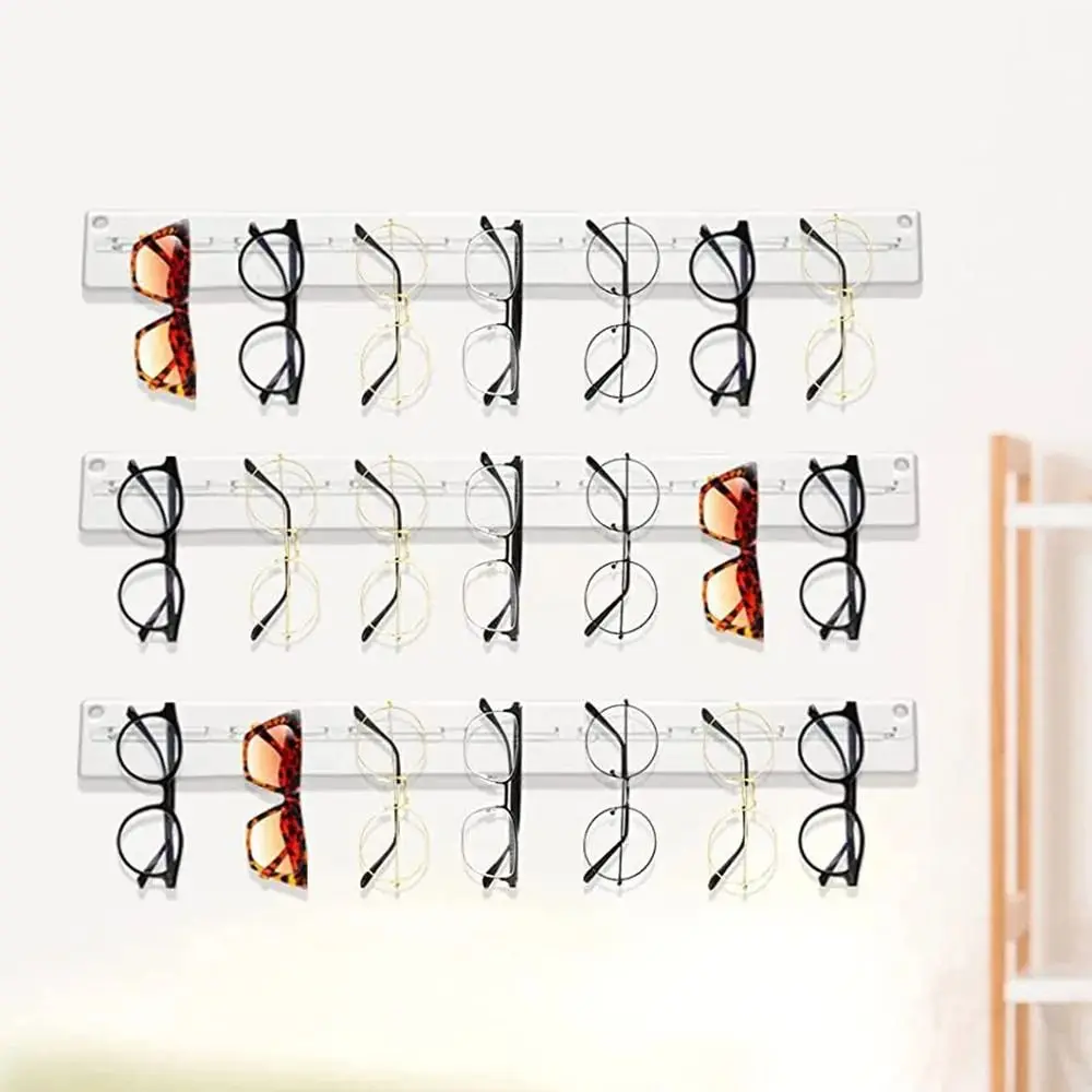 

Durable 7 Holes Eyewear Display Rack Acrylic Transparent Sunglasses Display Shelf Wall Mounted Glasses Storage Rack Shops