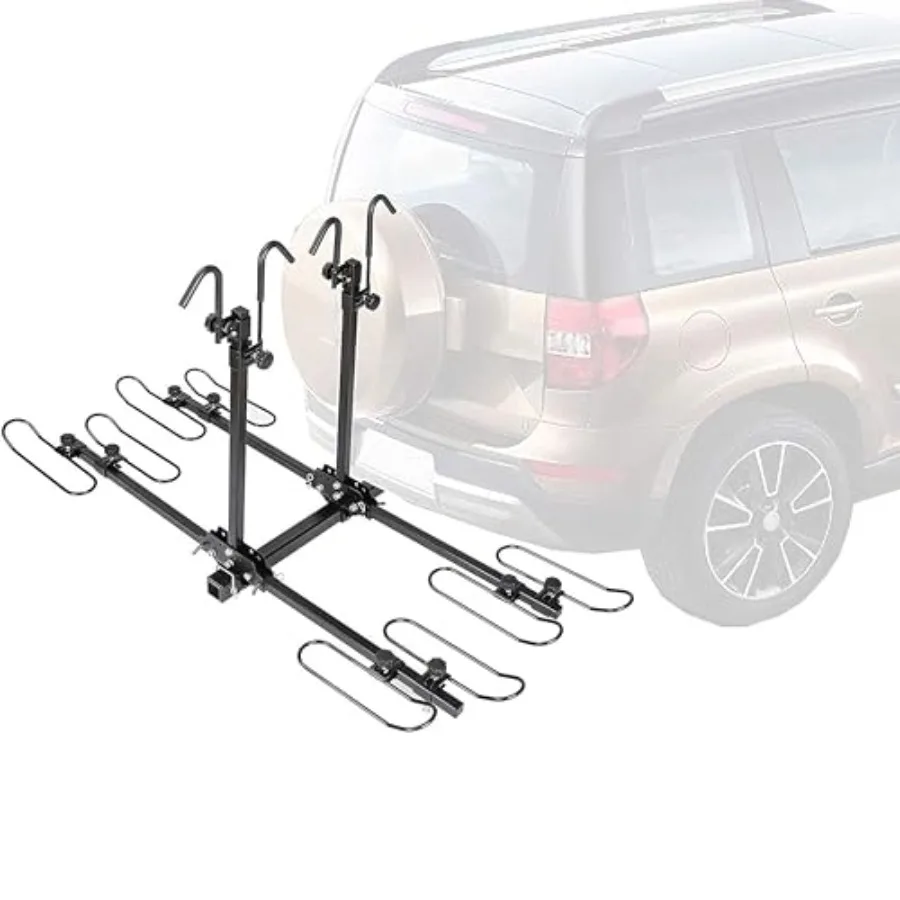 

Складной велосипедный багажник в стиле платформы для легковых автомобилей, грузовиков, внедорожников с 2 приемниками сцепного устройства, вмещает до 4 велосипедов, емкость с полной нагрузкой 200 фунтов