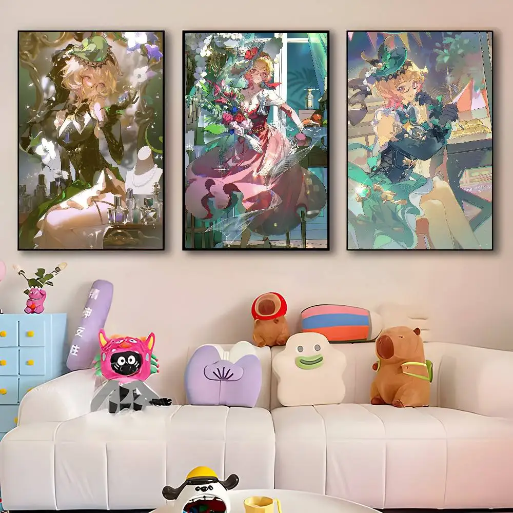 Game Genshin Impact Emilie Posters HD Print Vintage Wall Art Decor for Home Study Room