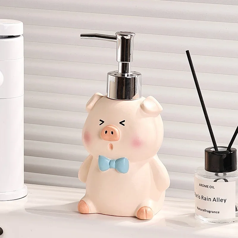 Cartoon Pig Ceramic Hand Soap Pressing Bottle Bathroom Shampoo and Shower Gel Dispensing Bottle Bathroom Accessories dispenser