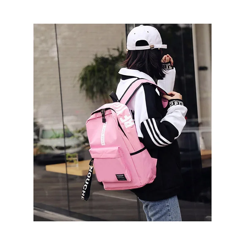 Fashion Nylon Backpack Preppy Style Students School Casual Solid Color Large Handbags Schoolbag Bookbag Teenager Travel