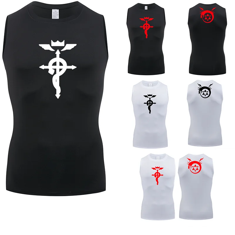 

Летний мужской компрессионный повседневный жилет без рукавов для фитнеса, тренировок, бега, дышащий топ, модный быстросохнущий жилет с принтом, размеры S-3XL