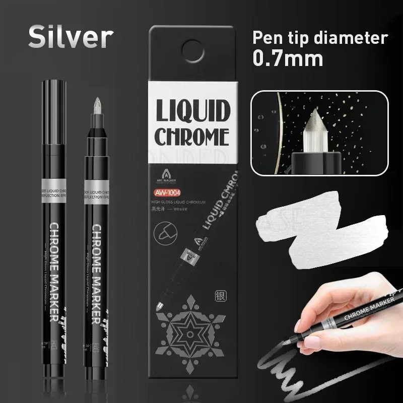 1/2/3/4Pcs Chrome Mirror Marker Pen 0.7mm 1mm 2mm DIY Reflective Paint Pen Permanent Gold Silver Copper Marker Model Painting