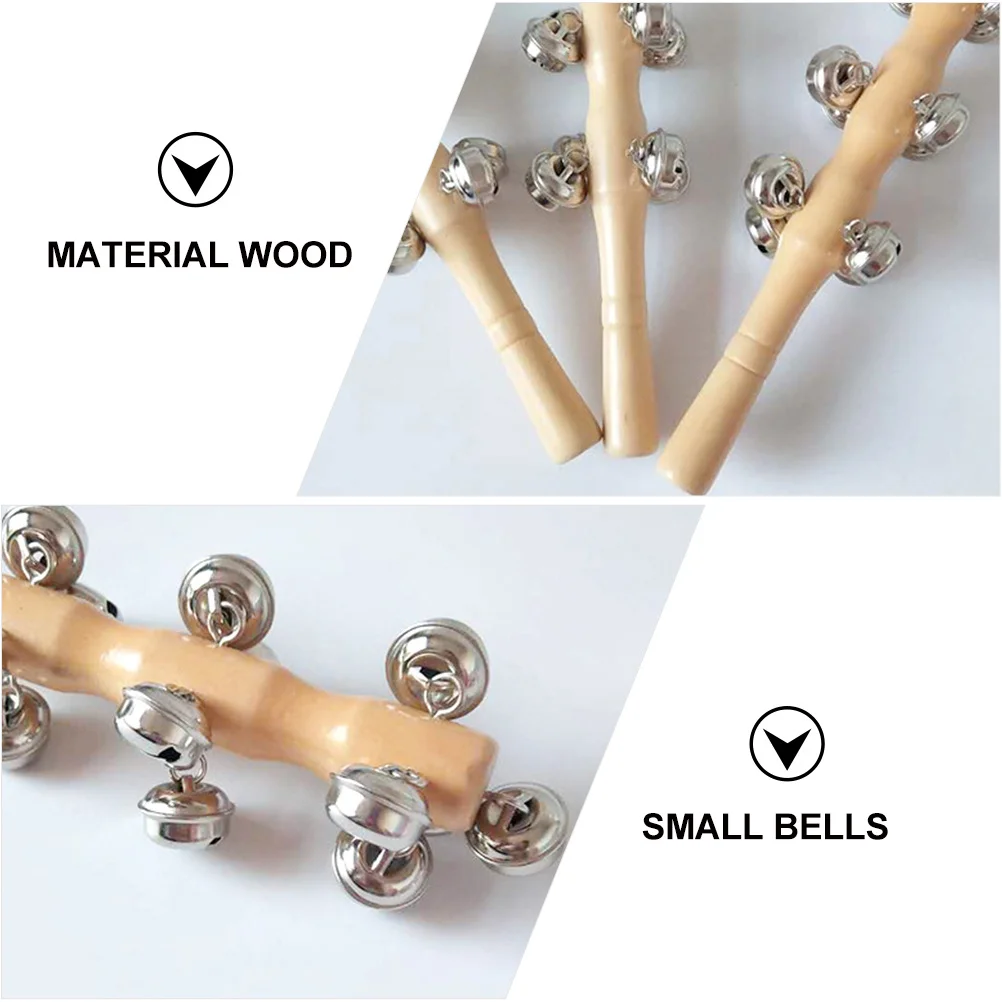 

6pcs Wood Hand Jingle Bells Music Enlightenment For Infants Auditory Training Kids Educational Smooth Safe Newborn