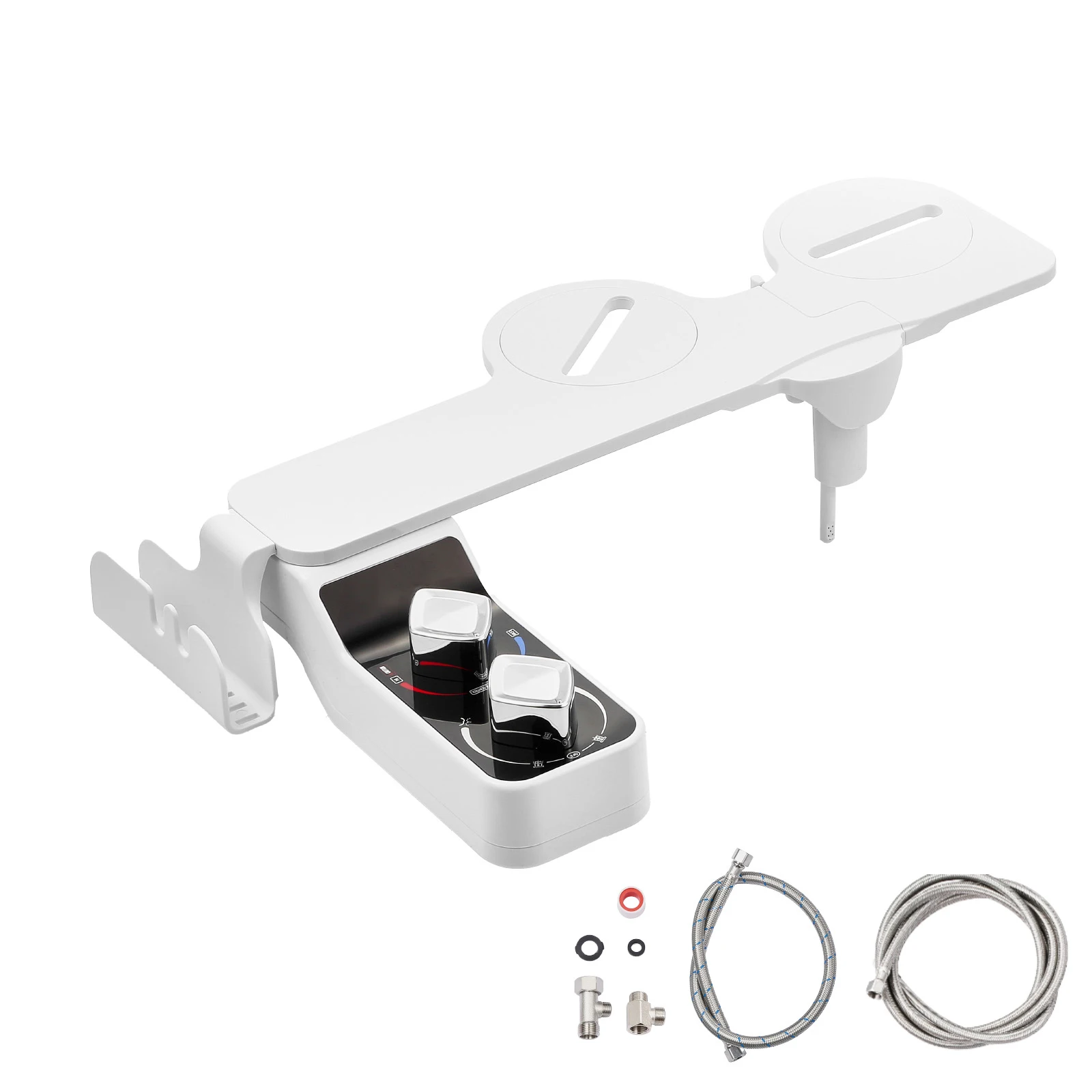 VEVOR Bidet Attachment for Toilet Hot&Cold Non-Electric Water Sprayer - Dual Retractable Nozzles 0.3’’ Thin for Feminine Wash