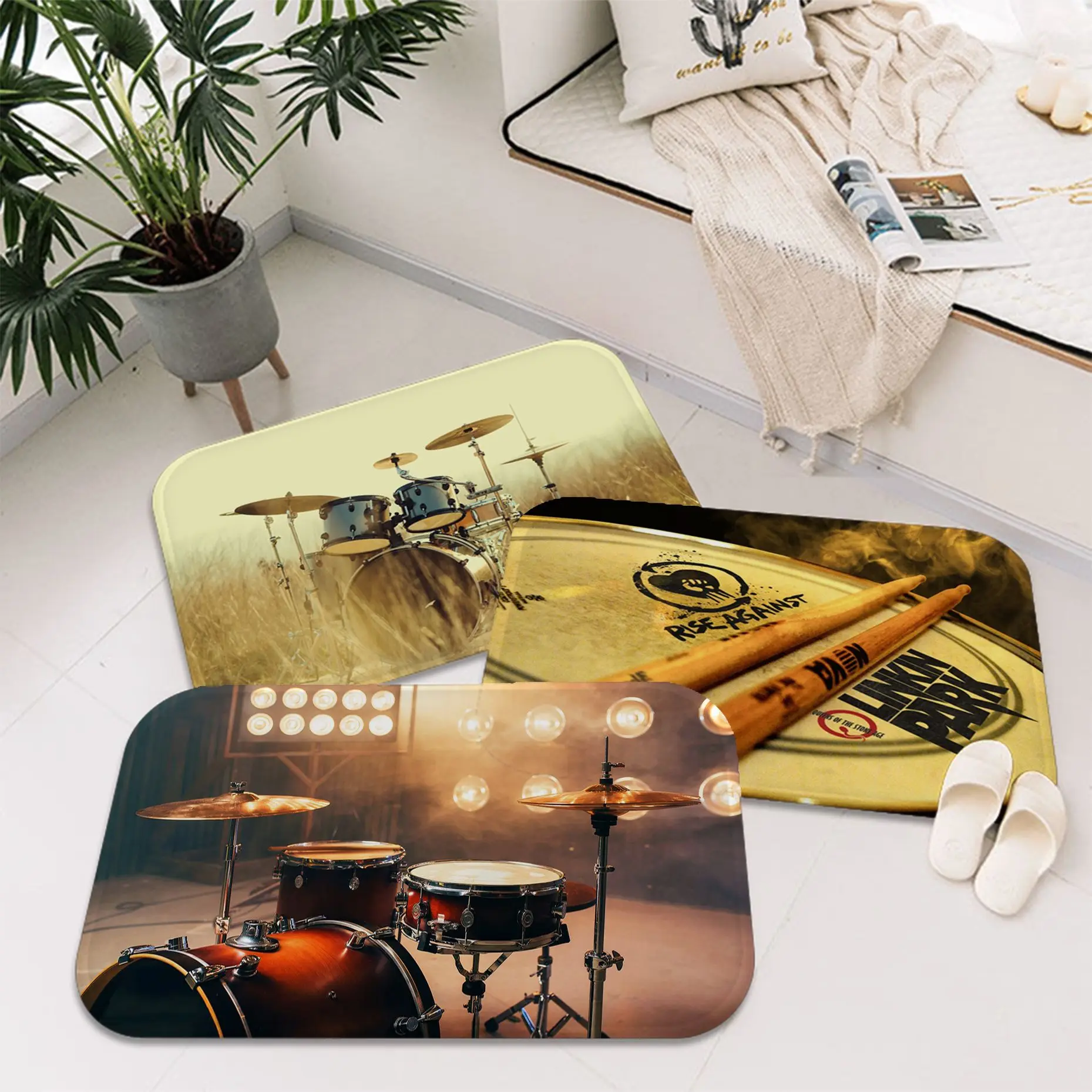 

Drum Kit Music Entrance Door Mat Cheaper Anti-slip Modern Living Room Balcony Printed Welcome Doormat