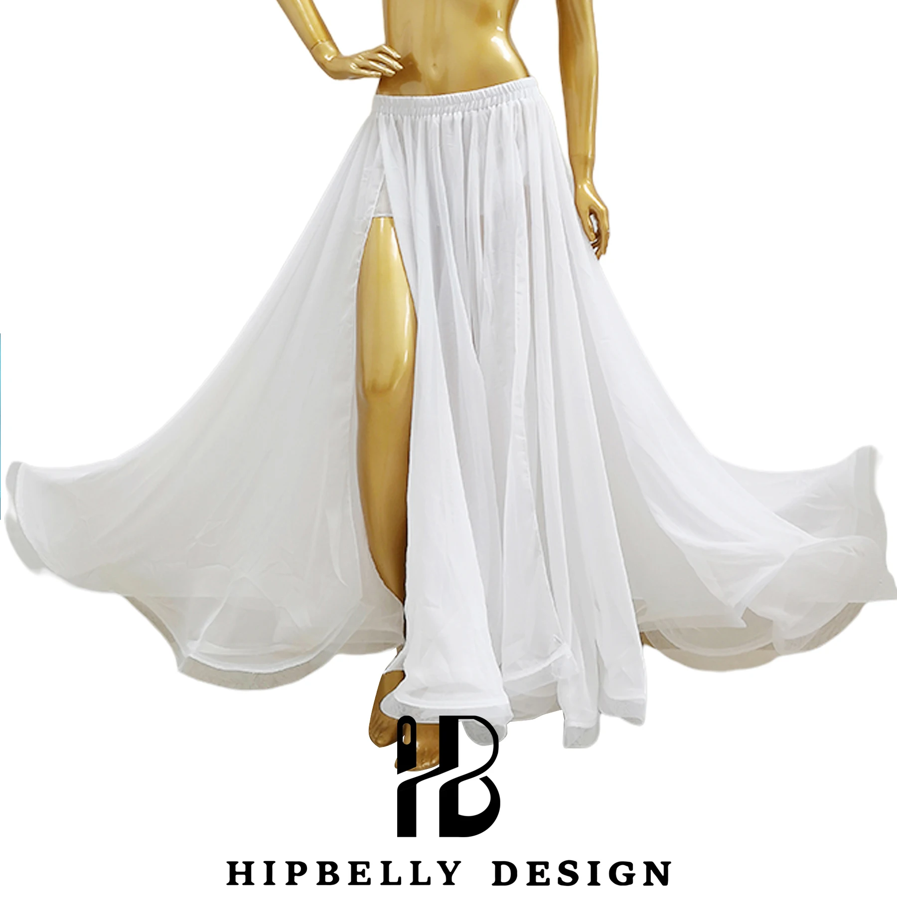 تنورة الرقص الشرقي الشيفون مزدوجة الشق الأذن تنورة الشاش تنورة عالية الشق تنورة للنساء الكبار أداء ممارسة اللباس وتتسابق