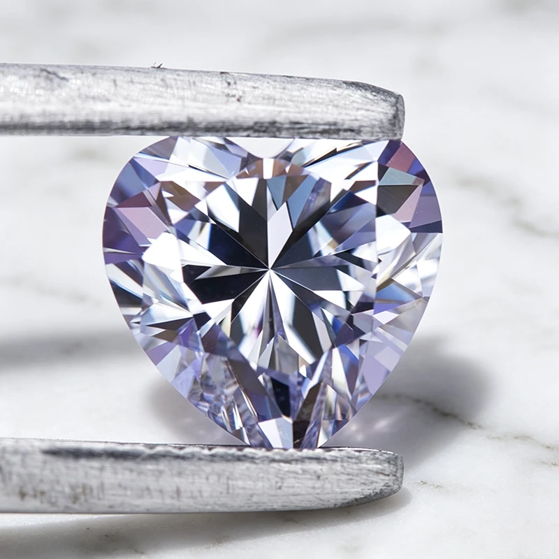 Moissanit-Stein in Herzform, lavendelfarben, im Labor gezüchteter Edelstein für DIY-Schmuck, Ringe, Ohrringe, Herstellungsmaterialien mit Zertifikat – Detail 5