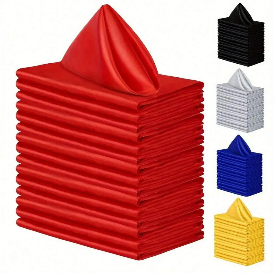 

24pcs Square Satin Dinner Napkins for Wedding Banquet Party Table Decor 17x17in