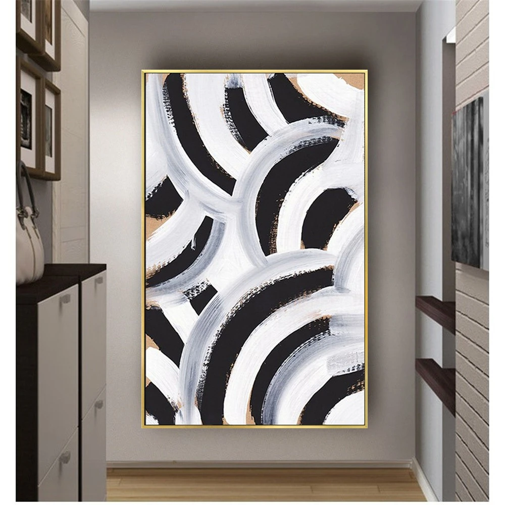 Abstract Black And White Line Wall Art Pictures Modern Minimalist Living Room Decor Painting For Porch Corridor Decoration Paint