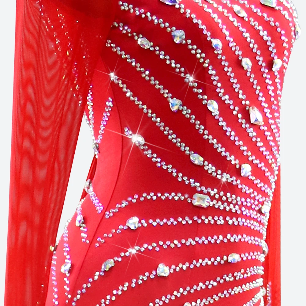 Novo vestido de dança moderna competição de salão flamenco mulher traje de penas terno de palco noite lantejoulas roupa valsa conjuntos