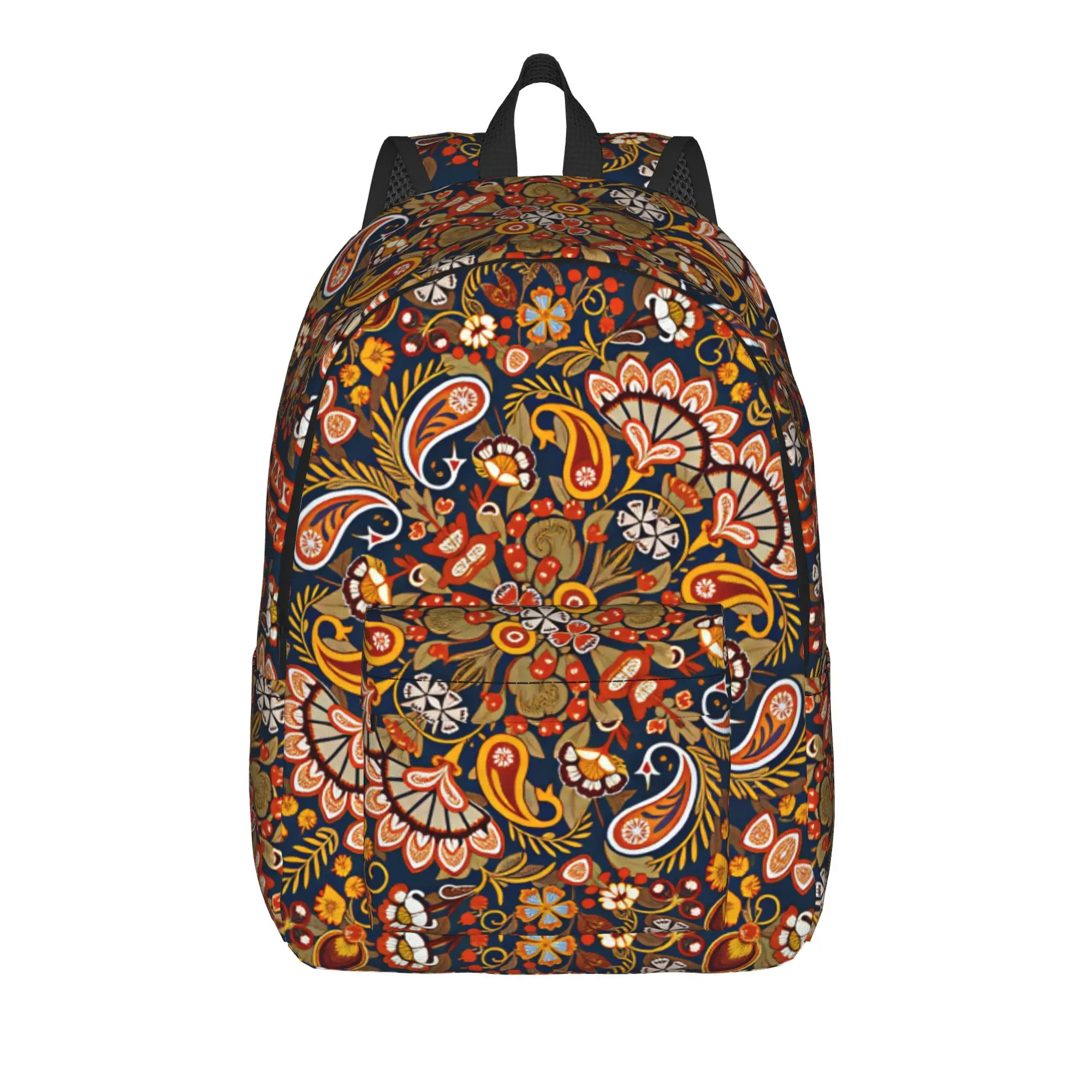 Burnt Orange Boho Paisley Mandala Backpack  Travel Backpacks Boy Casual School Bags Colorful Pattern Rucksack