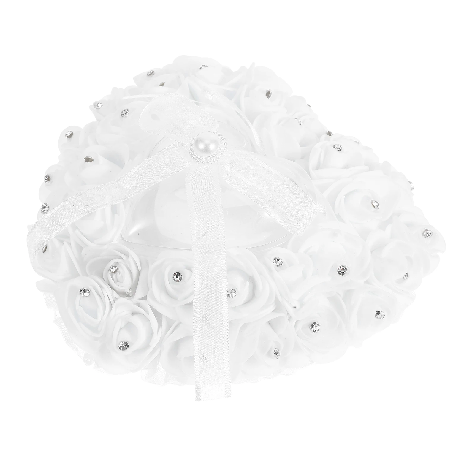 

Wedding Jewelry Display Box Mini Case Heart Organizer Ring Holder White Small Trinket Bride