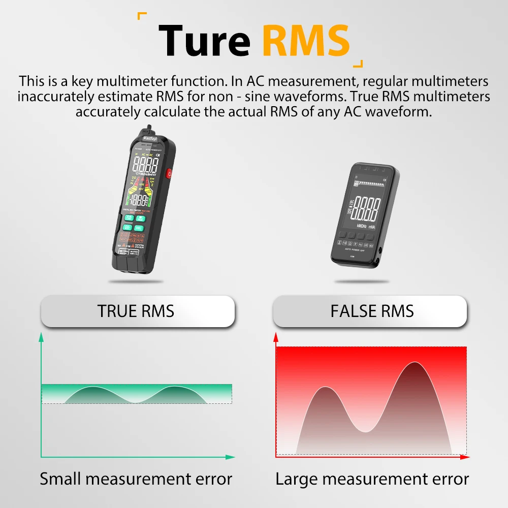 MASTFUYI 다기능 디지털 멀티미터 AC 및 DC 전압 및 전류, 저항 커패시턴스 True RMS, 충전식 멀티미터