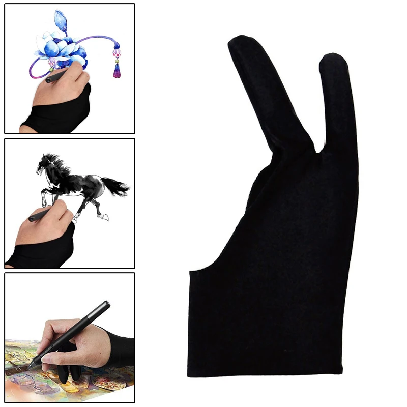 الرجال الرسم اللوحي قفاز قفازات الفنان مع 2 أصابع للوحة الرسم اللوحي النفط