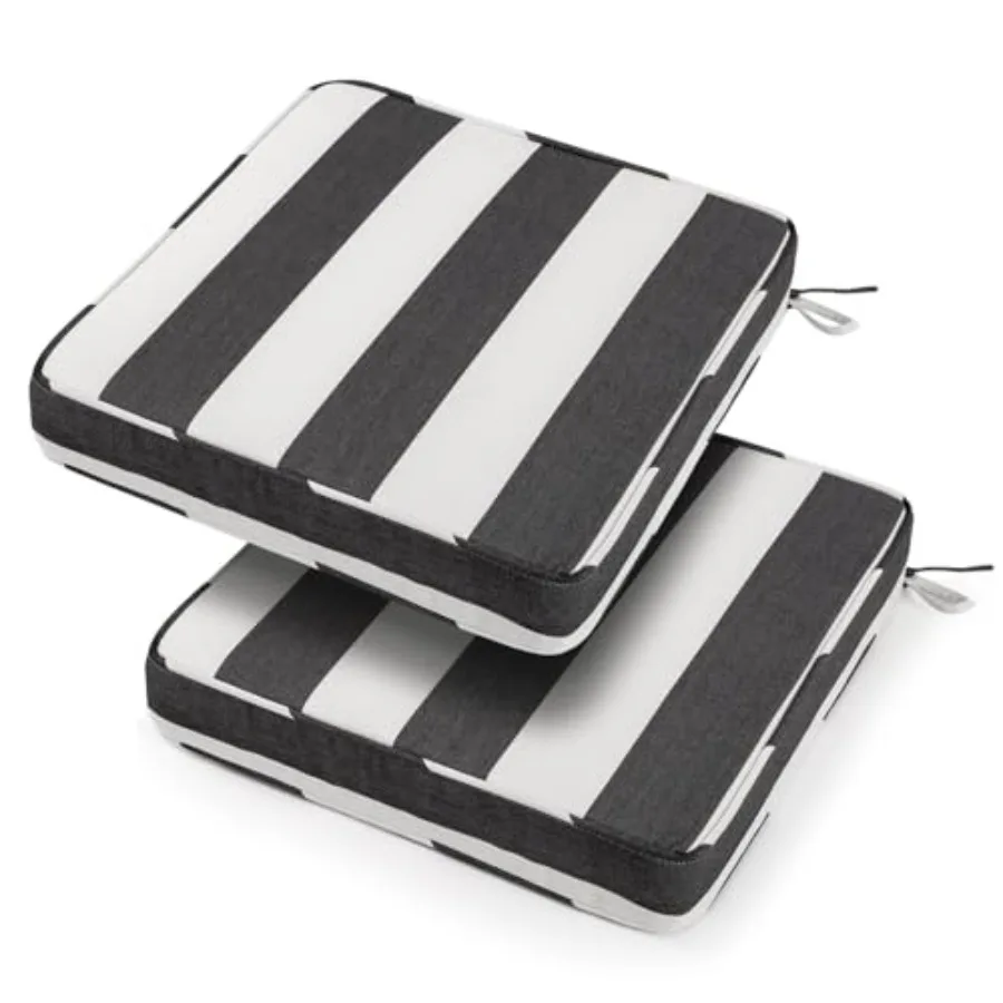 ch utdoor Square Corner Chair Cushions with Ties Set of 2, WaterandFade Resistant Thick Seat Cushion Pads for Garden Patio Dini