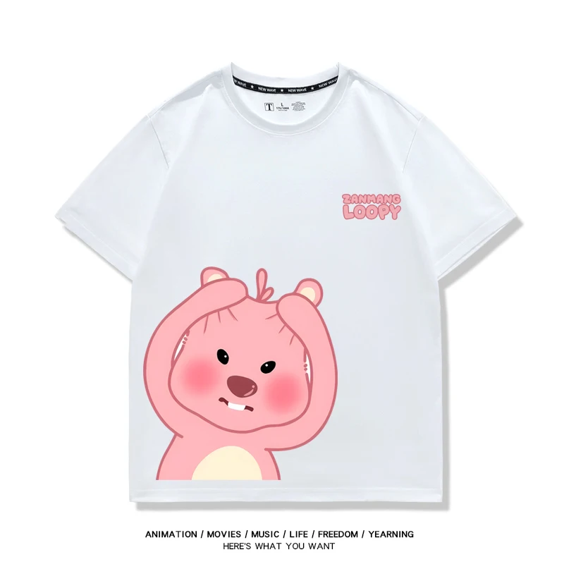 New Summer Korean Kawaii Cartoon character Loopy 100 Cotton T-Shirts  Child Clothes Kids Casual Style Fashion Tees Tops ﻿