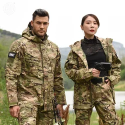 HAN WILD Tactical Jacket Wear-resistant Camping Jackets Hunting Clothing Male Hooded Hunting Clothes Waterproof Windbreaker