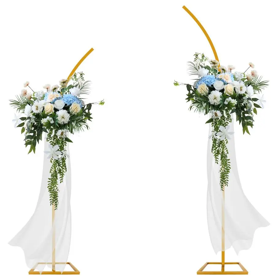 

Комплект для создания цветочной арки для свадьбы, 2,4 м и 1,9 м, металлическая арка для цветов и шаров, золотистая, для предложения руки и сердца и юбилеев