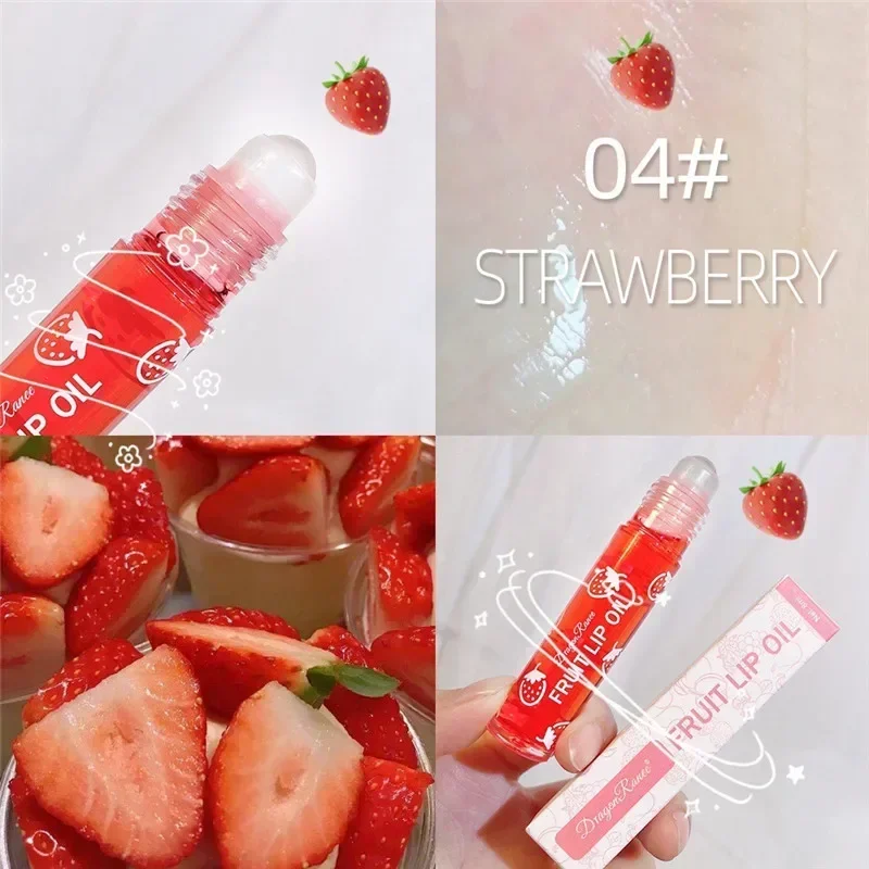 Fruit Lip Gloss Transparent Lip Oil Moisturizing Reducing Lip Lines Nourishes Waterproof Long-lasting Liquid Cosmetics