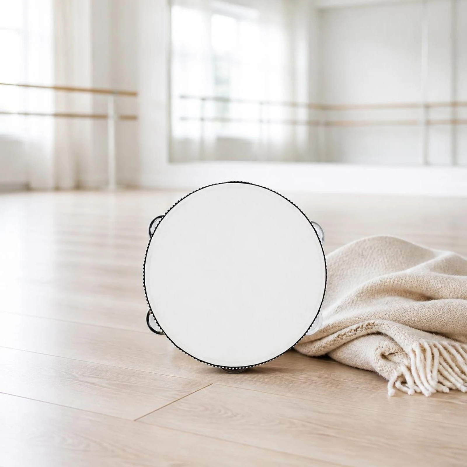 Tambourine Rhythmic Tambourine with Metal Jingling Discs Hand Drum Compact Percussion Instrument Long-Lasting for Beginners