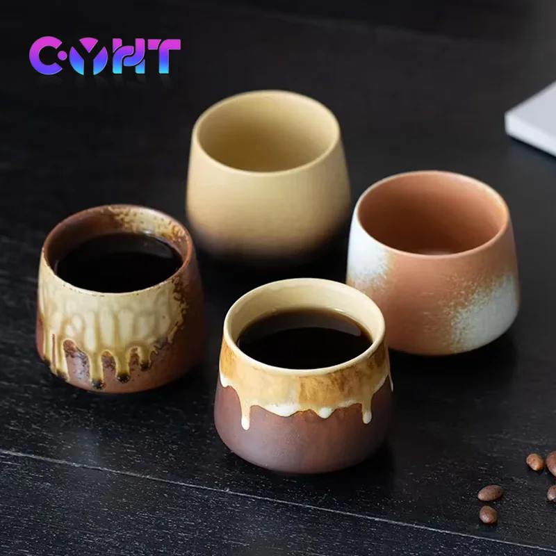 Taza Retro creativa para cafetería japonesa, vajilla de cerámica degradada, taza de té para oficina, té de la tarde, taza de café de cerámica gruesa