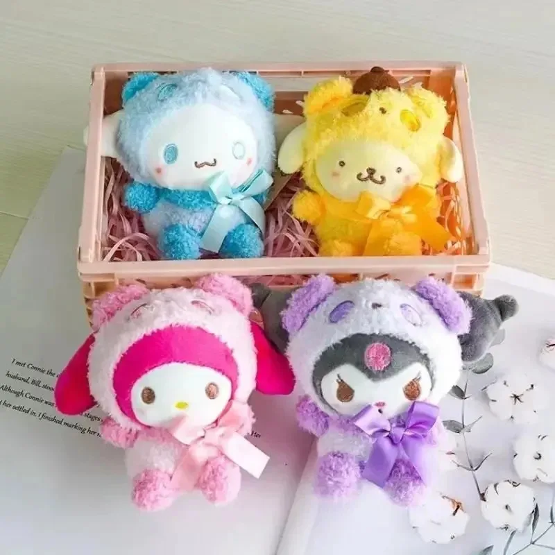 sanrio 10pcs Keychain Plush Anime Kuromi Doll Keyring Hello Kitty Plushie Cinnamoroll KeyChains Bag Pendant Toy Gift for Girls